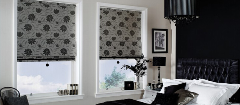 Floral Black Patterned Roman Blinds