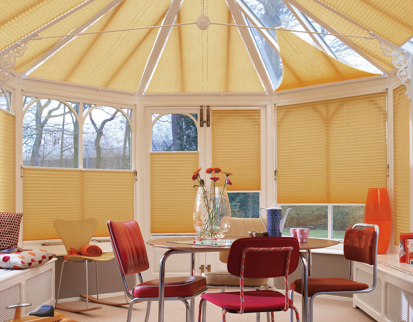 Perfect Fit Yellow Pleated Solar Blinds