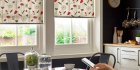 red and white floral roller blinds motorised