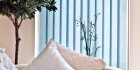 pale blue vertical blinds close-up