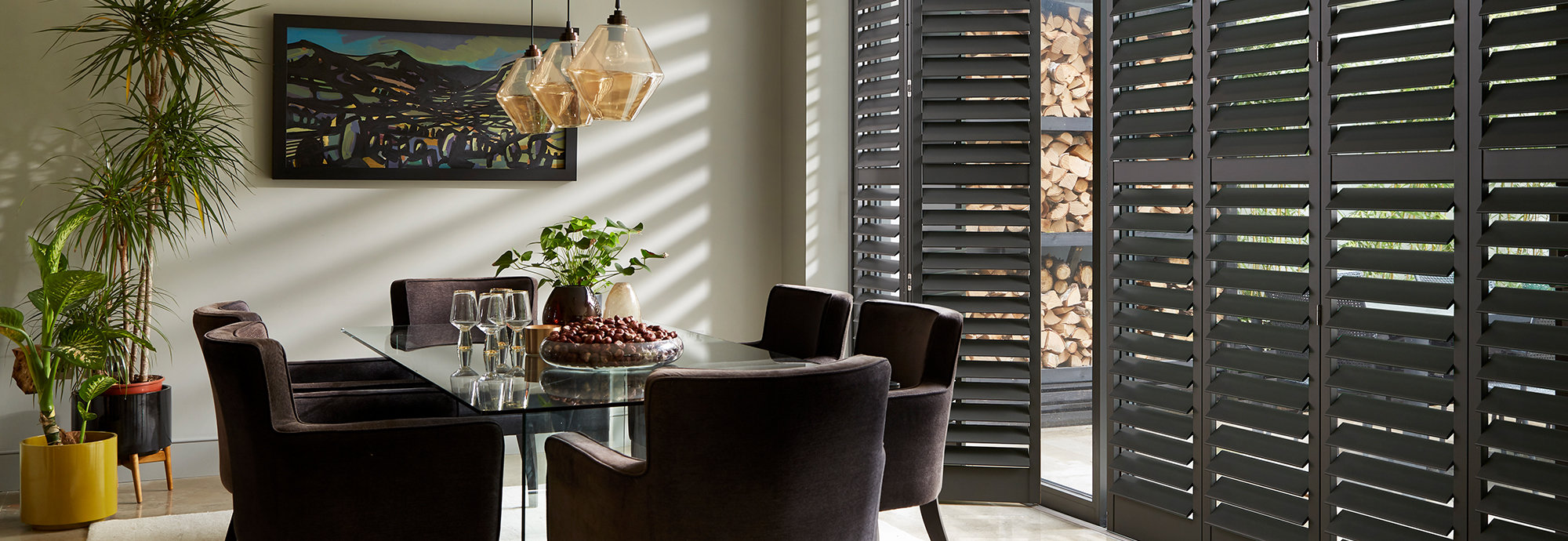 dark grey wood shutters