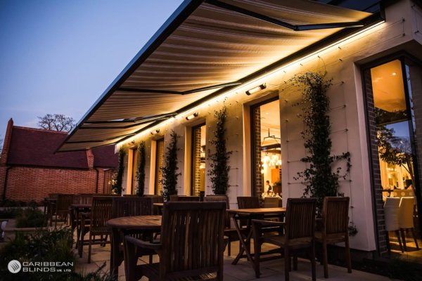 restaurant awnings over patio