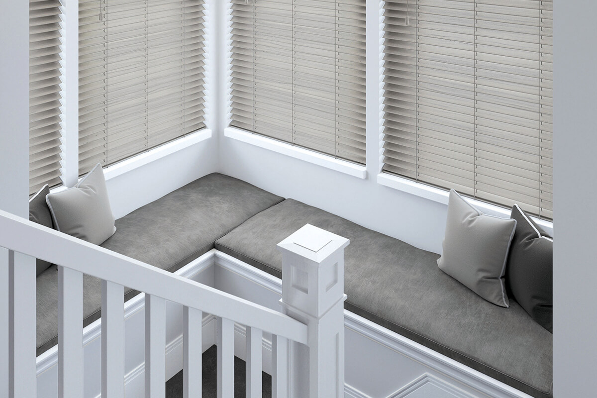 Venetian blinds in window seat