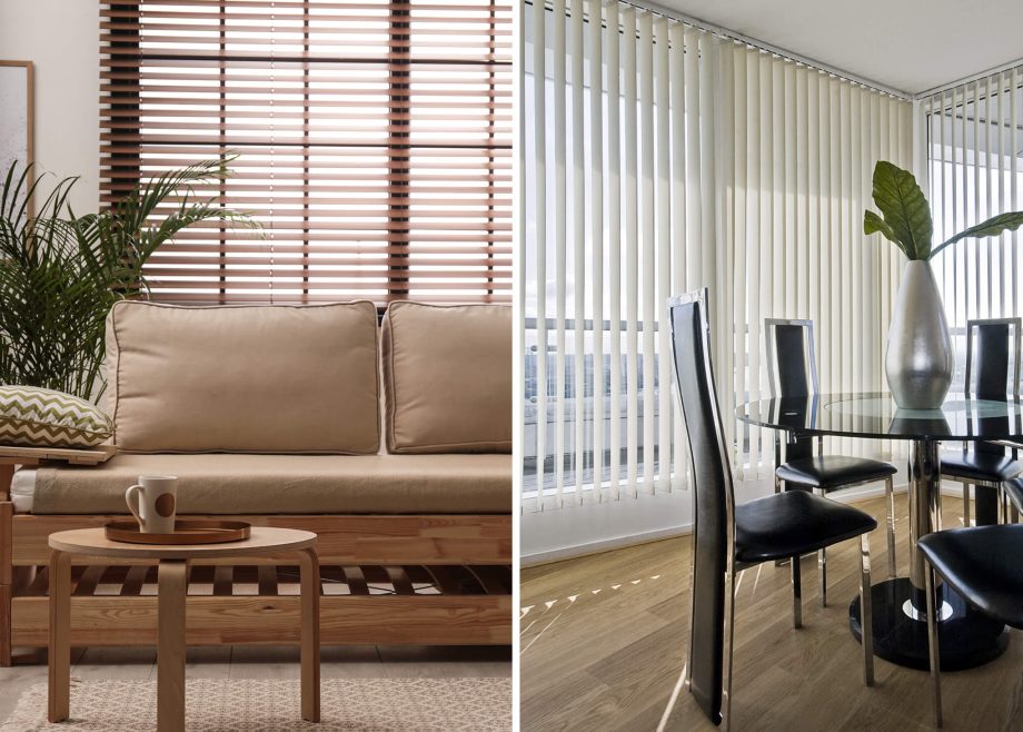 What is the difference between horizontal blinds and vertical blinds?