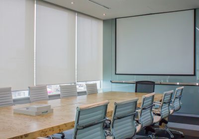 Commercial blinds in meeting room