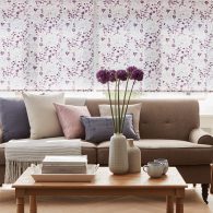 Patterned printed blinds in a living room