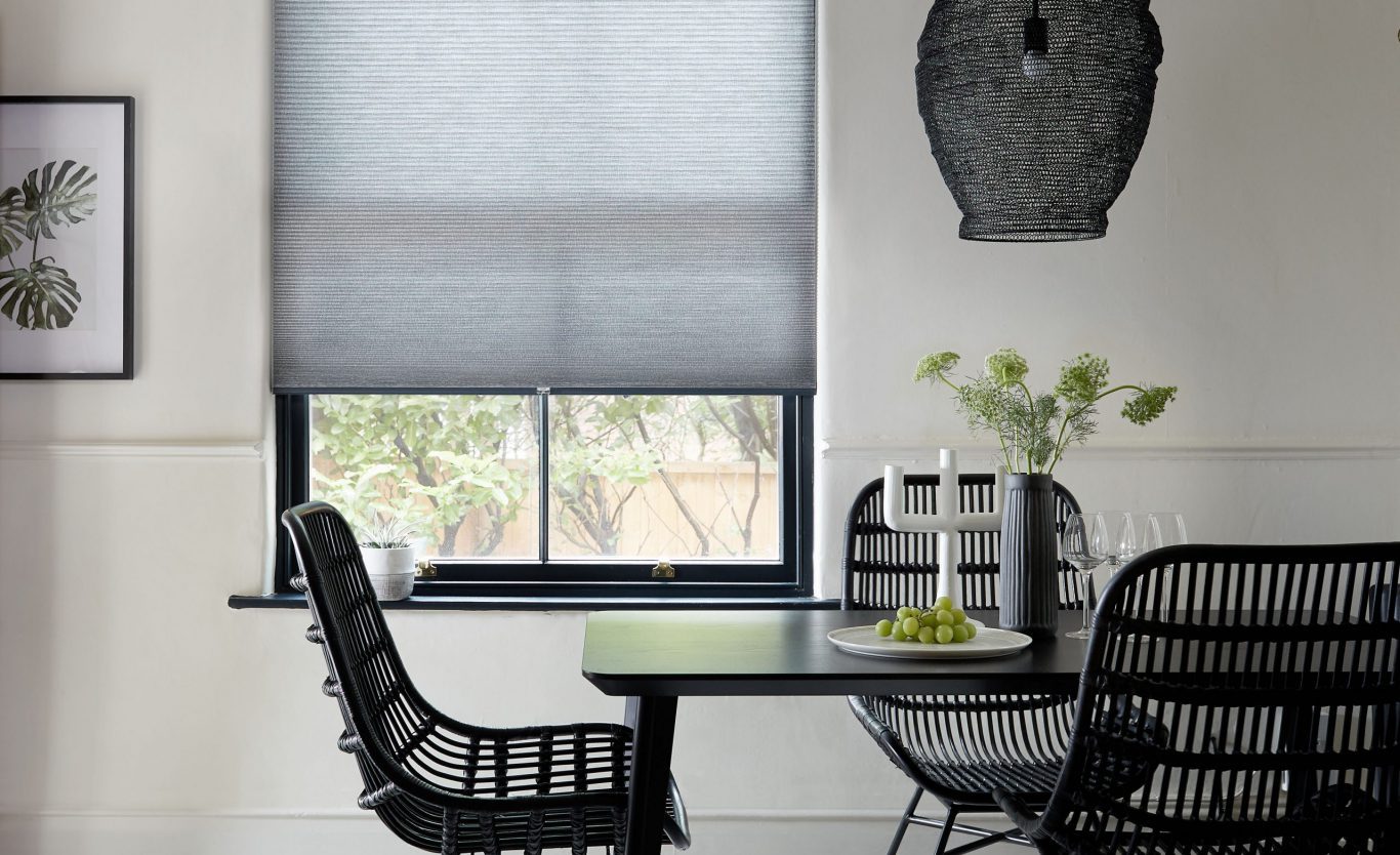 Pleated blinds in dining area