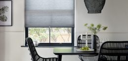 Pleated blinds in dining area