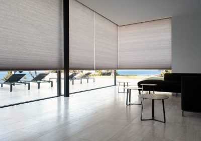 Pleated blinds on patio doors