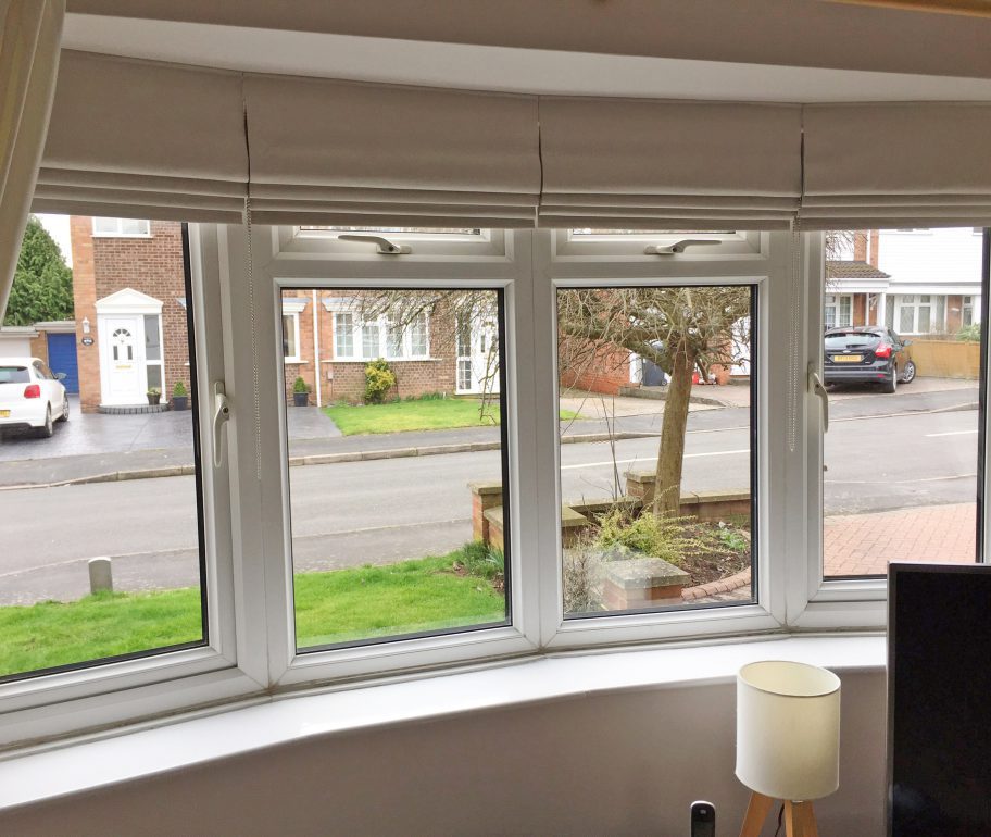 Roman blinds in a bay window