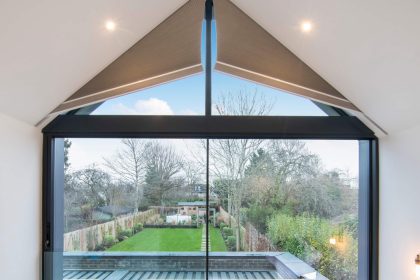 Motorised blinds in shaped window