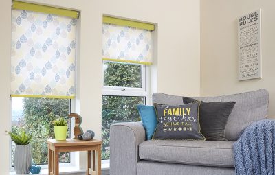 Roller blinds in living room