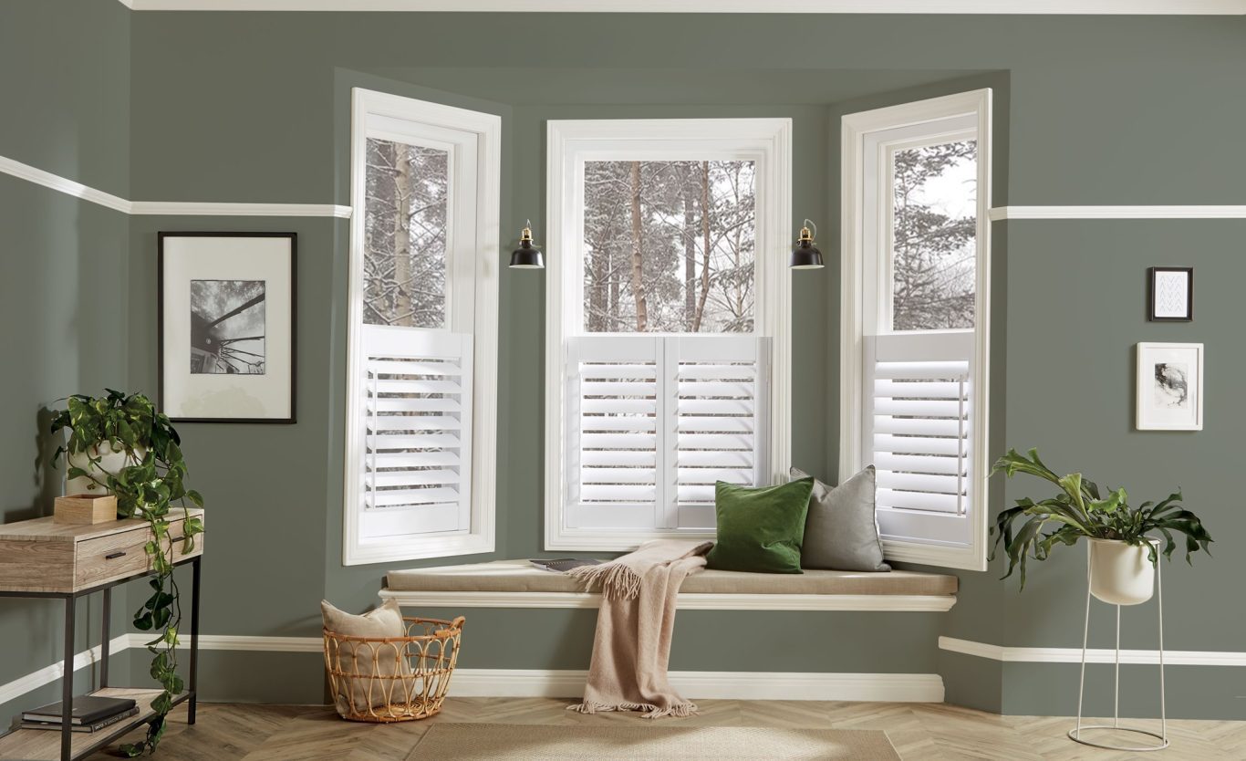 Cafe style shutters in bay window