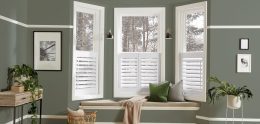 Cafe style shutters in bay window